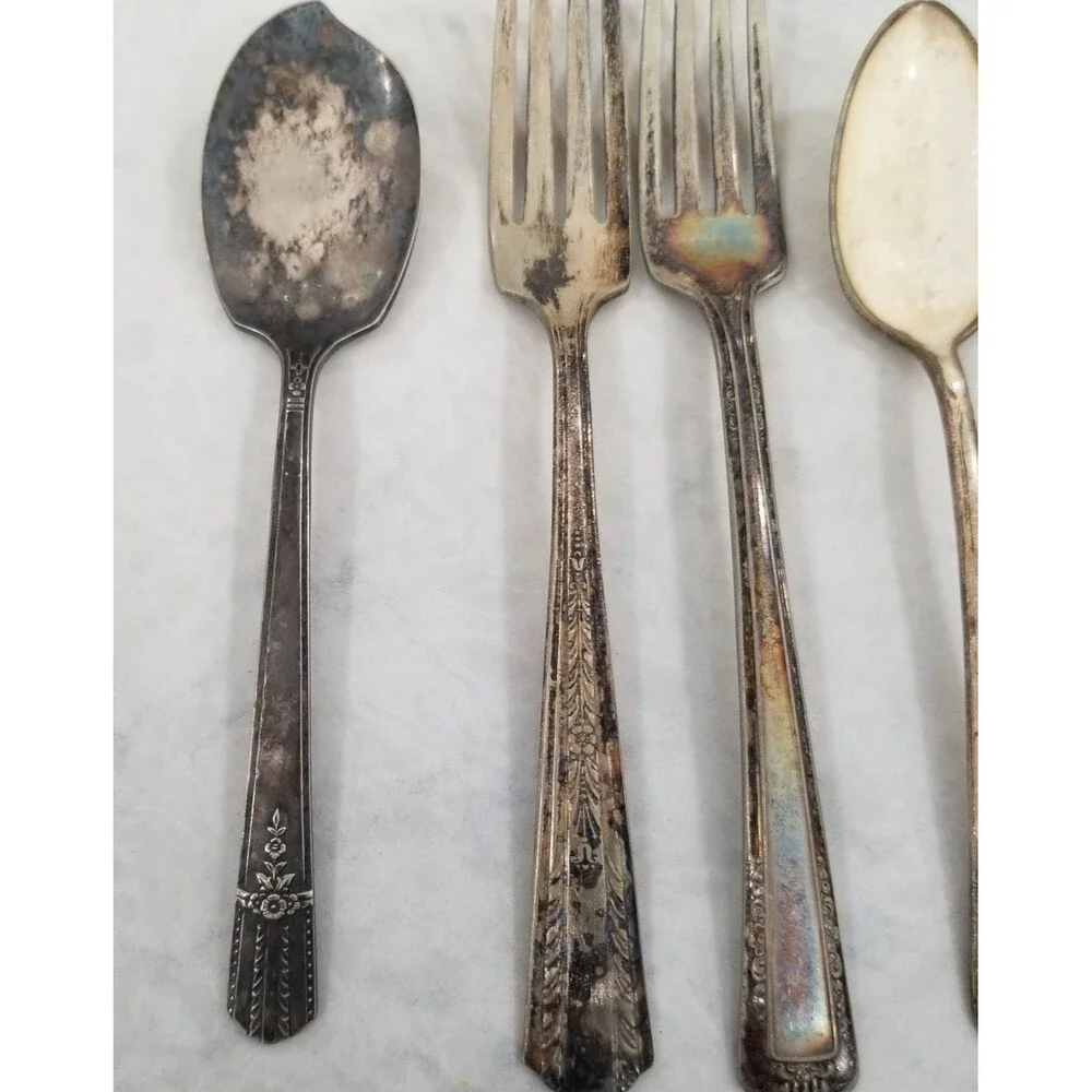 lot of 14 assorted pieces and makers silver plated flatware vintage